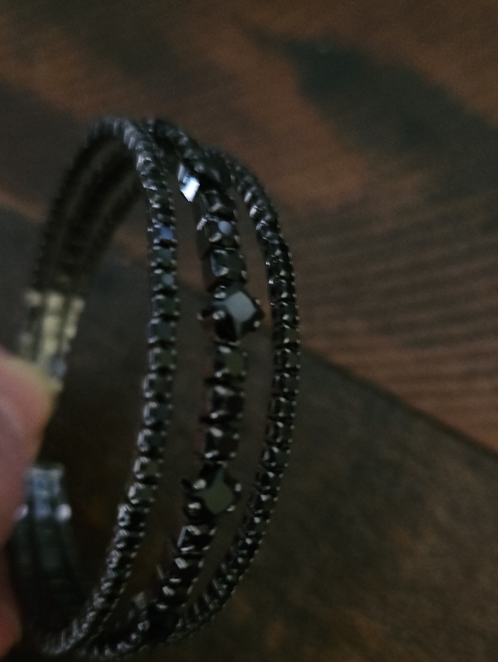 Black stone Cuff Bracelet - Sleek Everyday Style